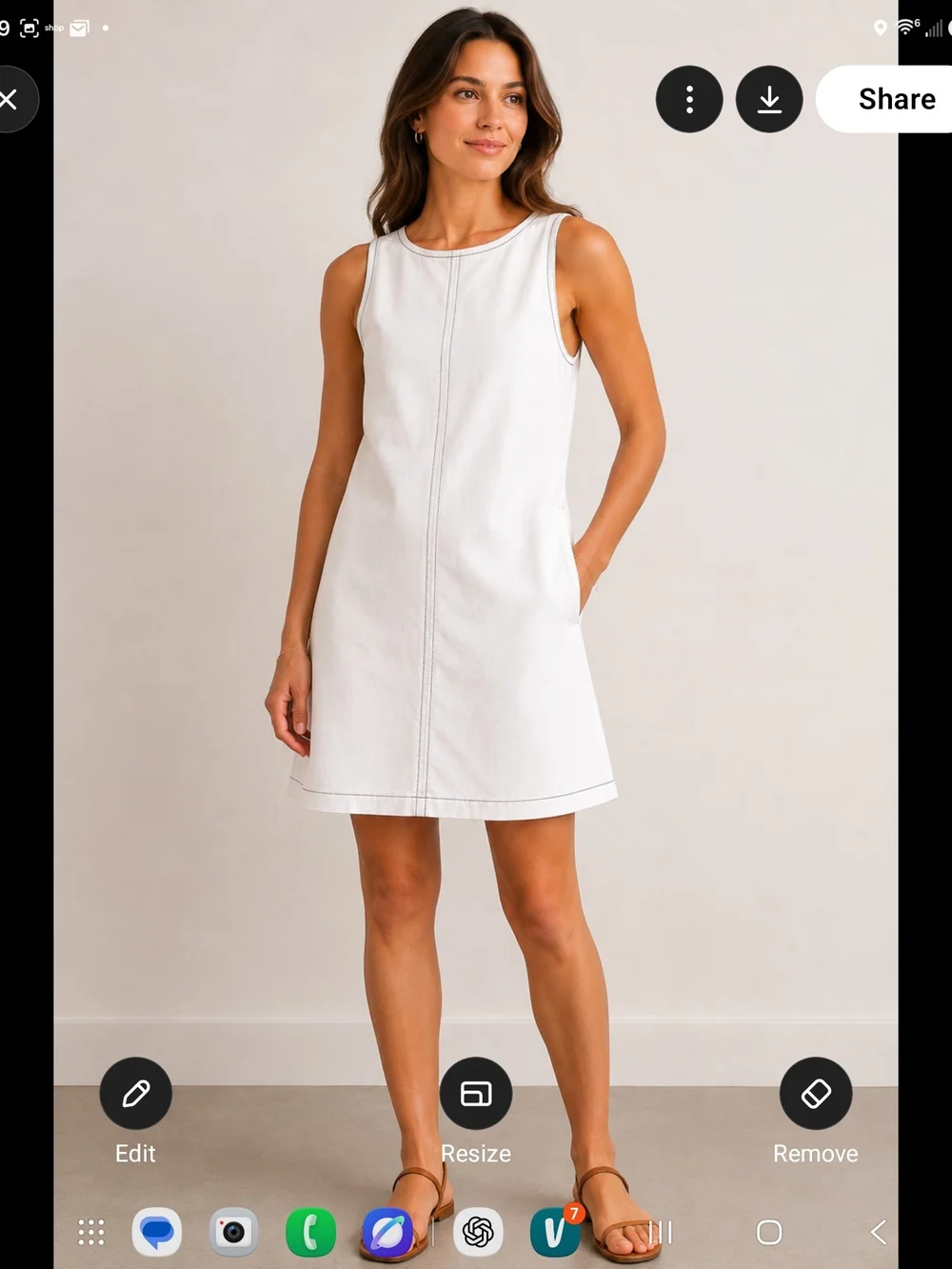 0. Crew White Sleeveless Shift